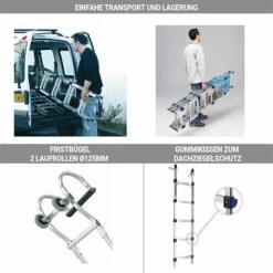 TUBESCA COMABI Steckbare Dachleiter 5-teilig Klipeo 6.90m Mit Firstbügel, Sprossenabstand 25cm - KLIPEO/250 -Leitern Verkaufsladen 10221770 3