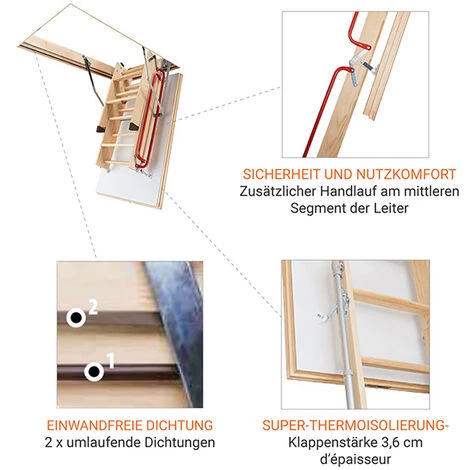LEITER EXPERTEN - MATISERE Bodentreppe Holz - Deckenöffnung 70 X 130cm - LWL70130-2 5 LEITER EXPERTEN - MATISERE Bodentreppe Holz - Deckenöffnung 70 X 130cm - LWL70130-2 – Bild 5