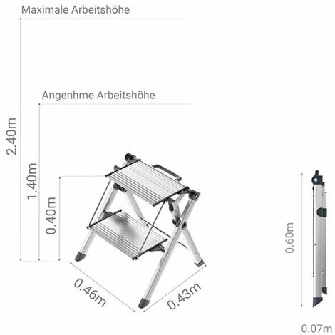 HAILO Klapptritt Für Profis - 2 Stufen - Maximale Arbeitshöhe 2.40m - 4310-100 2 HAILO Klapptritt Für Profis - 2 Stufen - Maximale Arbeitshöhe 2.40m - 4310-100 – Bild 2