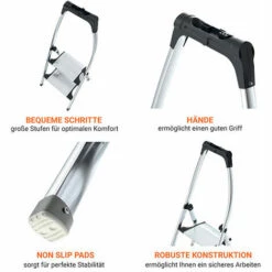 HAILO Klapptritt Für Profis - 2 Stufen - Maximale Arbeitshöhe 2.49m - 4302-201 -Leitern Verkaufsladen 10221885 4
