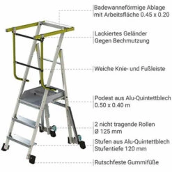 STEHLEITER EXPERTEN - MATISERE Mobile Podestleiter Klappbar 2 Stufen - Maximale Arbeitshöhe 2.50m - PAM2 -Leitern Verkaufsladen 10378195 5