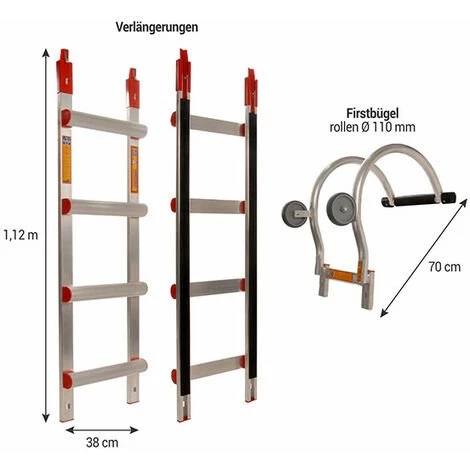 LEITER EXPERTEN - MATISERE Steckbare Alu Dachleiter 4.48m, Sprossenabstand 28cm Und Firstbügel - HIMMELSBACH - HIM4538/280/448 2 LEITER EXPERTEN - MATISERE Steckbare Alu Dachleiter 4.48m, Sprossenabstand 28cm Und Firstbügel - HIMMELSBACH - HIM4538/280/448 – Bild 2