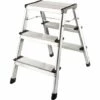 Flexilife Aluminium Tritt / Leiter Trittleiter Klapptritt 2 X 3 Stufen Bis 150 Kg Belastbar, Höhe: Ca. 60 Cm