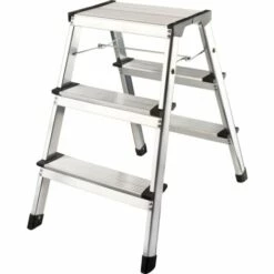 Flexilife Aluminium Tritt / Leiter Trittleiter Klapptritt 2 X 3 Stufen Bis 150 Kg Belastbar, Höhe: Ca. 60 Cm