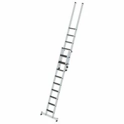 G&UUML;NZBURGER STEIGTECHNIK Günzburger Stufen-Schiebeleiter Mit Nivello-Traverse 2-teilig Clip-step R13 9+6 Stufen