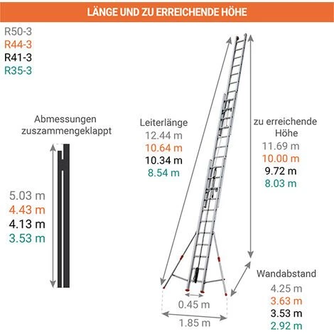 LEITER EXPERTEN - MATISERE Seilzugleiter 3-teilig Aus Aluminium Mit 2 Seilen 8,50m 3x11 Sprossen - R35-3 2 LEITER EXPERTEN - MATISERE Seilzugleiter 3-teilig Aus Aluminium Mit 2 Seilen 8,50m 3x11 Sprossen - R35-3 – Bild 2