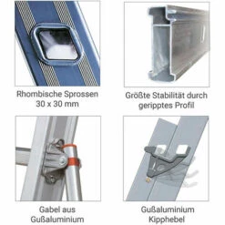 LEITER EXPERTEN - MATISERE Seilzugleiter 3-teilig Aus Aluminium Mit 2 Seilen 8,50m 3x11 Sprossen - R35-3 9 LEITER EXPERTEN - MATISERE Seilzugleiter 3-teilig Aus Aluminium Mit 2 Seilen 8,50m 3x11 Sprossen - R35-3 -Leitern Verkaufsladen 13696346 5