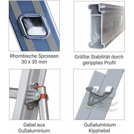 LEITER EXPERTEN - MATISERE Seilzugleiter 3-teilig Aus Aluminium Mit 2 Seilen 8,50m 3x11 Sprossen - R35-3 5 LEITER EXPERTEN - MATISERE Seilzugleiter 3-teilig Aus Aluminium Mit 2 Seilen 8,50m 3x11 Sprossen - R35-3 – Bild 5