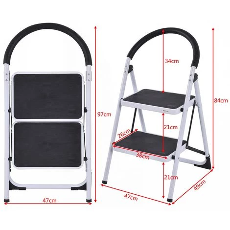 COSTWAY Trittleiter Klapptritt Weiss, Stehleiter Klappbar, Haushaltsleiter Stufenleiter Platzsparend, Metall, Stufenstehleiter 150 Kg Tragkraft 2-Stufen-Trittleiter 2 COSTWAY Trittleiter Klapptritt Weiss, Stehleiter Klappbar, Haushaltsleiter Stufenleiter Platzsparend, Metall, Stufenstehleiter 150 Kg Tragkraft 2-Stufen-Trittleiter – Bild 2