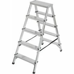BRENNENSTUHL Doppelstufenleiter Aluminium 2x5 Stufen Höhe Stehleiter 1.04m