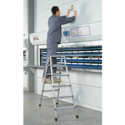 ZARGES Profi-Stufenleiter, Eloxiert - Beidseitig Begehbar, 2 X 3 Stufen -Leitern Verkaufsladen 15626960 3