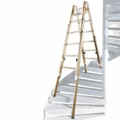 ILLER LEITER Iller Treppenhausleiter Multilift Bronze Eloxiert 2x8 Sprossen