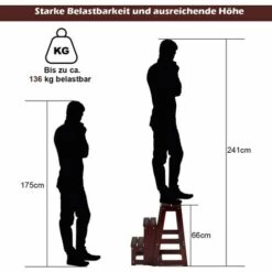COSTWAY Leiterstuhl Tritthocker Trittstuhl Trittleiter Haushaltsleiter Hockerleiter, Aus Massivholz, Klappbar, 3 Stufen Braun -Leitern Verkaufsladen 16739637 4