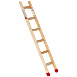 Euroline Holz Sprossenanlegeleiter Inkl. 2 Rutschsichere Leiterfüße 6 Sprossen