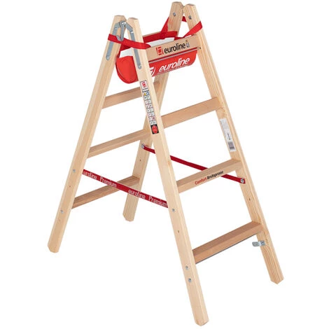 Euroline Holz Sprossenstehleiter Mit Comfort-Breitsprossen Und Eimerhaken 2x4 Sprossen 1 Euroline Holz Sprossenstehleiter Mit Comfort-Breitsprossen Und Eimerhaken 2x4 Sprossen