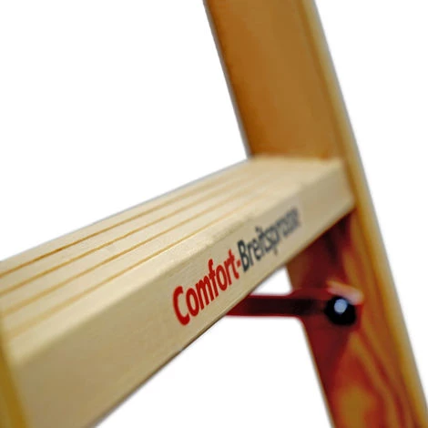 Euroline Holz Sprossenstehleiter Mit Comfort-Breitsprossen Und Eimerhaken 2x4 Sprossen 2 Euroline Holz Sprossenstehleiter Mit Comfort-Breitsprossen Und Eimerhaken 2x4 Sprossen – Bild 2