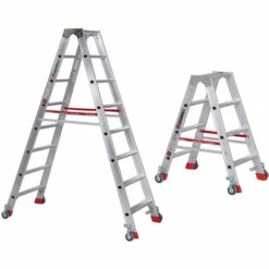 Euroline Premium 30573 Stufenstehleiter Mit Federrollen Und Feststellern 2x3 Stufen