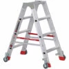 Euroline Premium 30573 Stufenstehleiter Mit Federrollen Und Feststellern 2x4 Stufen