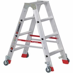 Euroline Premium 30573 Stufenstehleiter Mit Federrollen Und Feststellern 2x4 Stufen