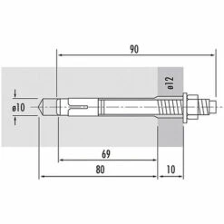 HAILO PROFESSIONAL Hailo Bolzenanker Hilti M10x90 Stahl Verzinkt 1.4571/ASTM316ti 3er-Set