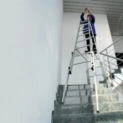 G&UUML;NZBURGER STEIGTECHNIK Günzburger Aluminium Stehleiter, Treppengängig, Mit 4 Holmverlängerungen 2x6 Sprossen -Leitern Verkaufsladen 17401993 5