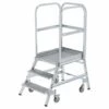 G&UUML;NZBURGER STEIGTECHNIK Günzburger Podestleiter Fahrbar Aluminium Geriffelt 3 Stufen