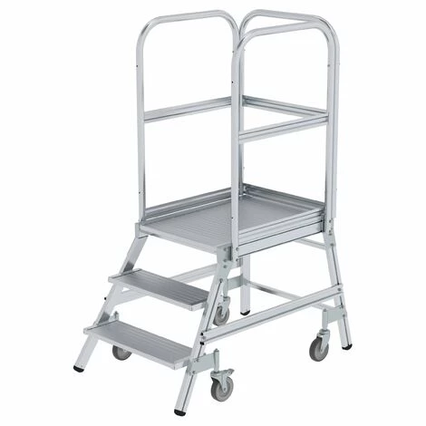 GÜNZBURGER STEIGTECHNIK Günzburger Podestleiter Fahrbar Aluminium Geriffelt 3 Stufen 1 GÜNZBURGER STEIGTECHNIK Günzburger Podestleiter Fahrbar Aluminium Geriffelt 3 Stufen