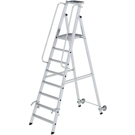 GÜNZBURGER STEIGTECHNIK Günzburger Aluminium-Stehleiter Mit Rollen Und Griff 8 Stufen 1 GÜNZBURGER STEIGTECHNIK Günzburger Aluminium-Stehleiter Mit Rollen Und Griff 8 Stufen