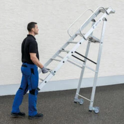 GÜNZBURGER STEIGTECHNIK Günzburger Aluminium-Stehleiter Mit Rollen Und Griff 6 Stufen 5 GÜNZBURGER STEIGTECHNIK Günzburger Aluminium-Stehleiter Mit Rollen Und Griff 6 Stufen -Leitern Verkaufsladen 17402752 3