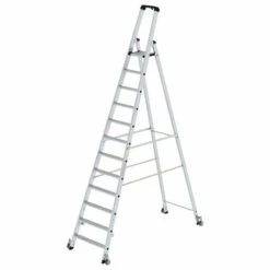 G&UUML;NZBURGER STEIGTECHNIK Günzburger Stehleiter Einseitig Begehbar Mit Rollen 12 Stufen
