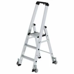 G&UUML;NZBURGER STEIGTECHNIK Günzburger Stehleiter Einseitig Begehbar Mit Rollen 3 Stufen