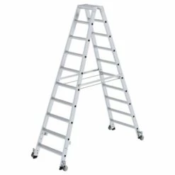 G&UUML;NZBURGER STEIGTECHNIK Günzburger Stehleiter Beidseitig Begehbar Mit Rollen 2x10 Stufen