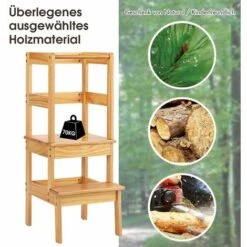 COSTWAY 2 Stufen Lernturm, Lerntower Bis Zu 70kg Belastbar, Lernstuhl Küchenhelfer, Kinder Schemel Aus Holz, Fuers Badezimmer, Schlafzimmer, Wohnzimmer -Leitern Verkaufsladen 23859104 3
