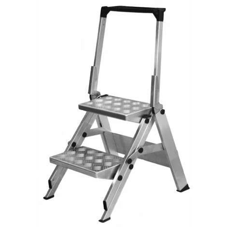 WAKÜ Little Jumbo Sicherheitstreppe Mit Alu-Riffeltritt Und Sicherheitsbügel 2-stufig 1 WAKÜ Little Jumbo Sicherheitstreppe Mit Alu-Riffeltritt Und Sicherheitsbügel 2-stufig