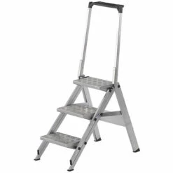 WAKÜ Little Jumbo Sicherheitstreppe Mit Alu-Riffeltritt Und Sicherheitsbügel 3-stufig