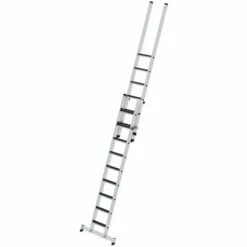 Günzburger Steigtechnik Stufen-Schiebeleiter 2-teilig Mit Nivello-Traverse Und Clip-step R 13 1x9 + 1x6