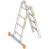 Layher Klappleiter TOPIC 4 Sprossen; Aluminiumleiter 2x4 Sprossen, Klappbar, Beidseitig Begehbar, Länge 2.47 M