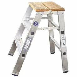 ILLER LEITER Iller Montagetritt, Einseitig Begehbar Mit Großer Standfläche 3 Stufen Und 2,70m AH