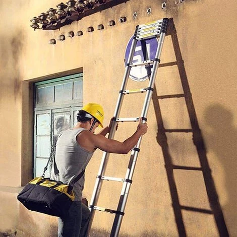 BATHRINS®Teleskopleiter 3.8M Tragbare Und Zusammenklappbare Aluminium-Mehrzweck-Einziehleiter 12 Sprossen Maximale Belastung 150 Kg 1 BATHRINS®Teleskopleiter 3.8M Tragbare Und Zusammenklappbare Aluminium-Mehrzweck-Einziehleiter 12 Sprossen Maximale Belastung 150 Kg