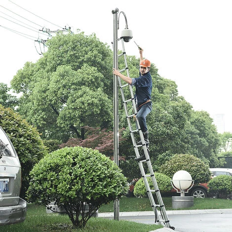 BATHRINS®Teleskopleiter 3.8M Tragbare Und Zusammenklappbare Aluminium-Mehrzweck-Einziehleiter 12 Sprossen Maximale Belastung 150 Kg 5 BATHRINS®Teleskopleiter 3.8M Tragbare Und Zusammenklappbare Aluminium-Mehrzweck-Einziehleiter 12 Sprossen Maximale Belastung 150 Kg – Bild 5