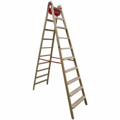 Euroline Holz Stufenstehleiter Mit Comfort-Stufen Mit Werkzeugablage 2x10 Stufen