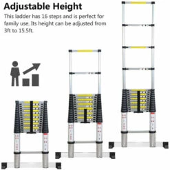 BATHRINS®Teleskopleiter,Tragbare Teleskopierbare Aluminiumleiter,Crossbar-Handschuhe Mit Tasche (15 Schritte),Platz Sparen,4.7m -Leitern Verkaufsladen 29583663 4