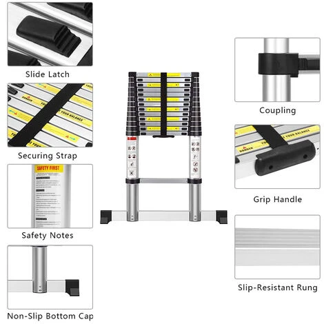 BATHRINS®(4.1m )Leiter/Teleskop-Aluminiumleiter/Faltbare Aluminiumleiter/Enthält Taschen Und Handschuhe 3 BATHRINS®(4.1m )Leiter/Teleskop-Aluminiumleiter/Faltbare Aluminiumleiter/Enthält Taschen Und Handschuhe – Bild 3