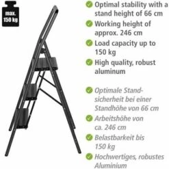 WENKO Alu Klapptritt Tritt Haushalts Leiter 3 Stufig Steh Bis 150 Kg Sicherheit 7 WENKO Alu Klapptritt Tritt Haushalts Leiter 3 Stufig Steh Bis 150 Kg Sicherheit -Leitern Verkaufsladen 30484860 3
