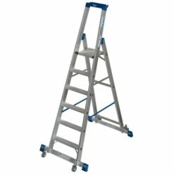Krause STABILO Stufen-StehLeiter, Fahrbar Mit Traverse 1x6 Stufen
