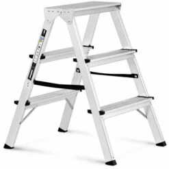 MSW Trittleiter 2 X 3 Stufen Aluminium Höhe Klappleiter Alu-Leiter Klapptritt