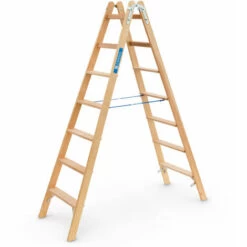Zarges Holz Stehleiter Crestastep B, Beidseitig Begehbar 2x7 Stufen