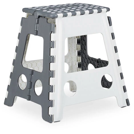 Relaxdays Tritthocker XL Klappbar, Einstufiger Klapphocker Mit Griff, 120 Kg, Kunststoff, 39,5 X 38,5 X 32 Cm, Grau/weiß 1 Relaxdays Tritthocker XL Klappbar, Einstufiger Klapphocker Mit Griff, 120 Kg, Kunststoff, 39,5 X 38,5 X 32 Cm, Grau/weiß