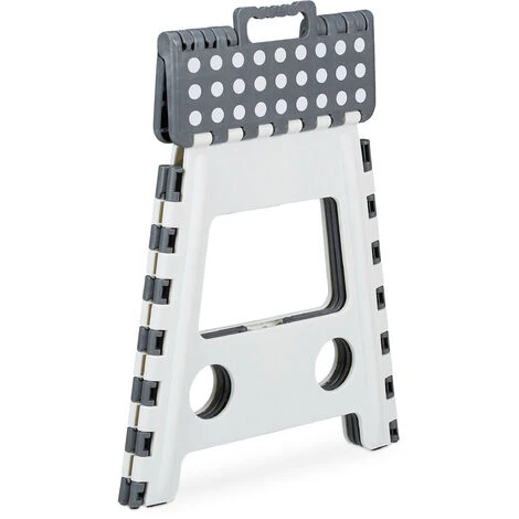 Relaxdays Tritthocker XL Klappbar, Einstufiger Klapphocker Mit Griff, 120 Kg, Kunststoff, 39,5 X 38,5 X 32 Cm, Grau/weiß 2 Relaxdays Tritthocker XL Klappbar, Einstufiger Klapphocker Mit Griff, 120 Kg, Kunststoff, 39,5 X 38,5 X 32 Cm, Grau/weiß – Bild 2