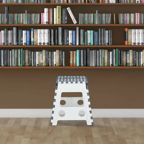 Relaxdays Tritthocker XL Klappbar, Einstufiger Klapphocker Mit Griff, 120 Kg, Kunststoff, 39,5 X 38,5 X 32 Cm, Grau/weiß 3 Relaxdays Tritthocker XL Klappbar, Einstufiger Klapphocker Mit Griff, 120 Kg, Kunststoff, 39,5 X 38,5 X 32 Cm, Grau/weiß – Bild 3